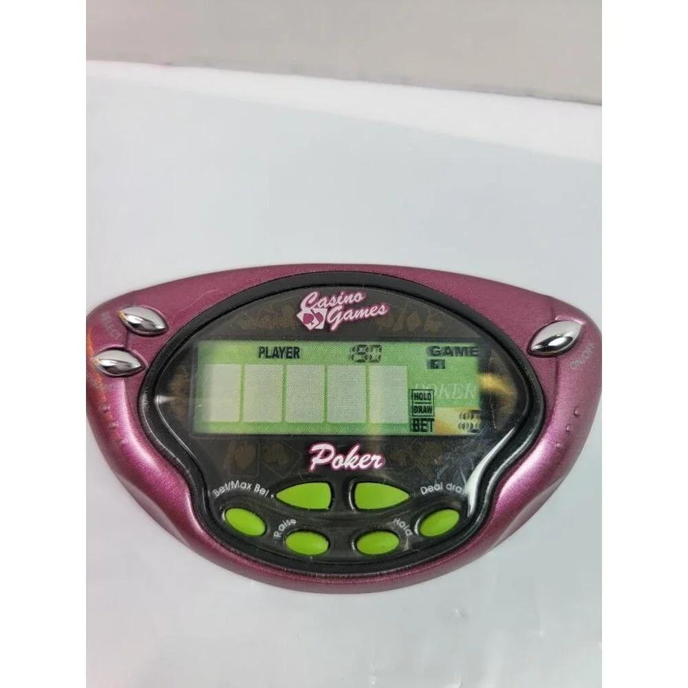 Hasbro Casino Games Poker Handheld Electronic Game Pink Metallic 2003 Tested